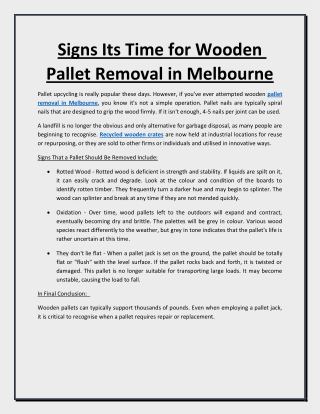Signs Its Time for Wooden Pallet Removal in Melbourne