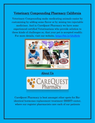 Veterinary Compounding Pharmacy California