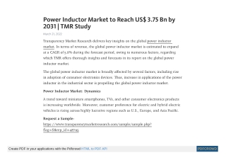 Power Inductor Market to Reach US$ 3.75 Bn by 2031 | TMR Study