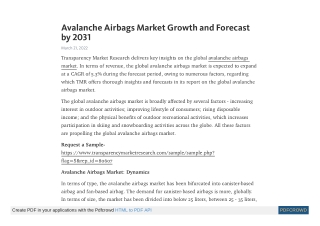 Avalanche Airbags Market Growth and Forecast by 2031