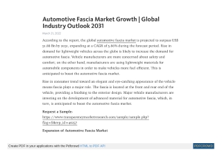 Automotive Fascia Market Growth | Global Industry Outlook 2031