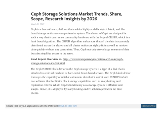 Ceph Storage Solutions Market Trends, Share, Scope, Research Insights by 2026