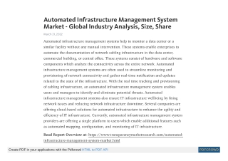 Automated Infrastructure Management System Market - Global Industry Analysis, Si
