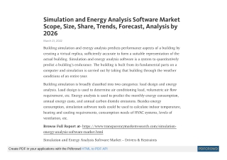 Simulation and Energy Analysis Software Market Scope, Size, Share, Trends, Forec
