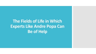 The Fields of Life in Which Experts Like Andre Popa Can Be of Help