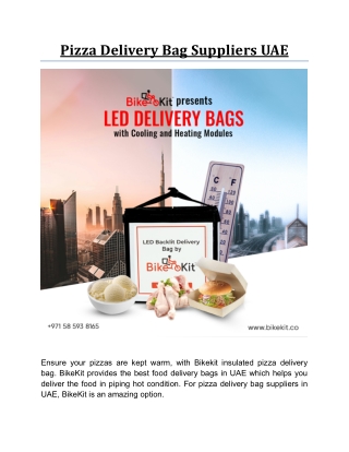 Pizza Delivery Bag Suppliers UAE