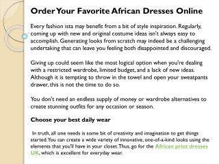 Order Your Favorite African Dresses Online