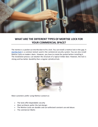 What Are the Different Types of Mortise Lock for Your Commercial Space?