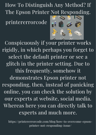 How To Distinguish Any Method If The Epson Printer Not Responding.
