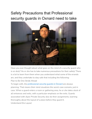 Safety Precautions that Professional security guards in Oxnard need to take