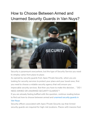 How to Choose Between Armed and Unarmed Security Guards in Van Nuys