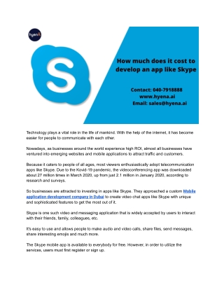 Skype app development cost