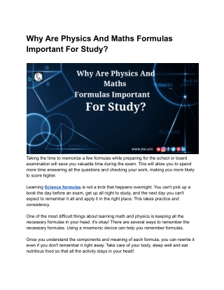 Why Physics and maths formulas are important for study