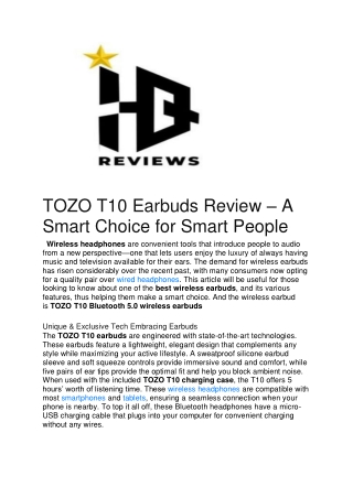 TOZO T10 Earbuds Review – A Smart Choice for Smart People