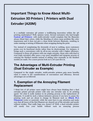 Important Things to Know About Multi-Extrusion 3D Printers - Printers with Dual Extruder A20M-converted