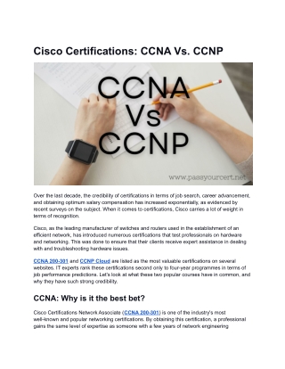 Cisco Certifications: CCNA Vs. CCNP