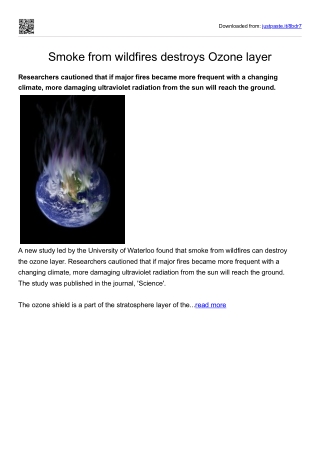 Smoke from wildfires destroys Ozone layer