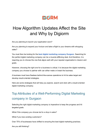 How Algorithm Updates Affect the Site and Why by Digiorm
