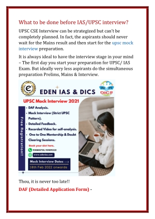 What to be done before IAS/UPSC interview?