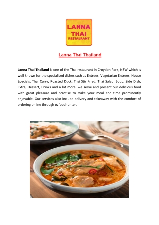 5% Off - Lanna Thai Thailand Croydon Park Menu, NSW