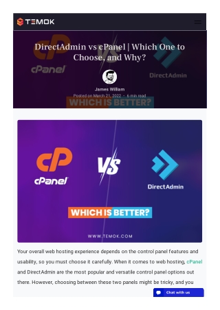DirectAdmin vs cPanel  Which One to Choose, and Why