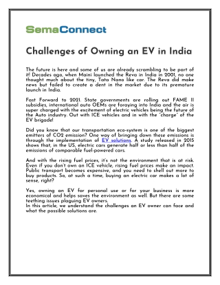 Challenges of Owning an EV in India