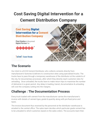 Cost Saving Digital Intervention for a Cement Distribution Company (1)