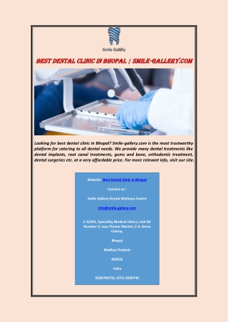 Best Dental Clinic In Bhopal | Smile-gallery.com