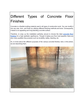 Different Types of Concrete Floor Finishes