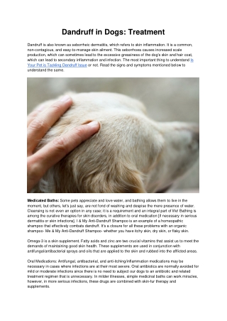 Dandruff in Dogs Treatment