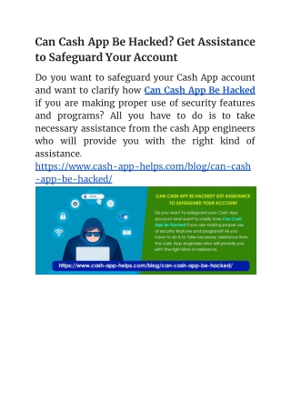 Can Cash App Be Hacked? Get Assistance to Safeguard Your Account