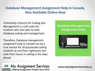 Database Management Assignment Help In Canada, Also Available Online Now
