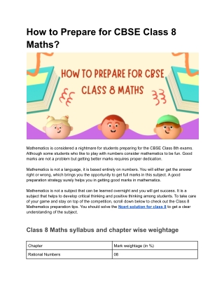 How to Prepare for CBSE Class 8 Maths