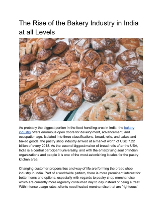 The Rise of the Bakery Industry in India at all Levels