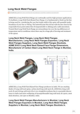 Long Neck Weld Flanges Manufacturers In India