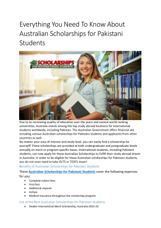 Complete guide about Australian Scholarships for Pakistani Students