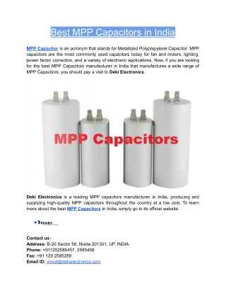 Best MPP Capacitors in India