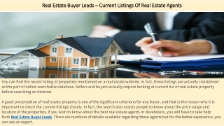 Real Estate Buyer Leads – Current Listings Of Real Estate Agents
