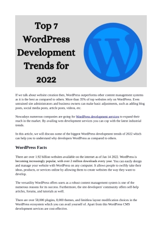 Top 7 WordPress Development Trends for 2022