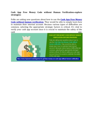 Cash App Free Money Code Without Human Verification-explore strategies: