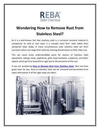 How to Remove Rust from Stainless Steel