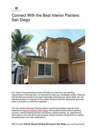 Connect With the Best Interior Painters San Diego