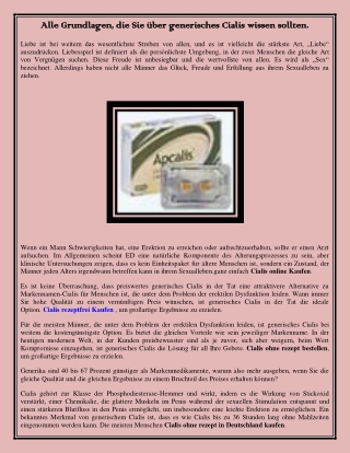 Alle Grundlagen die Sie über generisches Cialis wissen sollten.