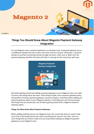 Things You Should Know About Magento Payment Gateway Integration