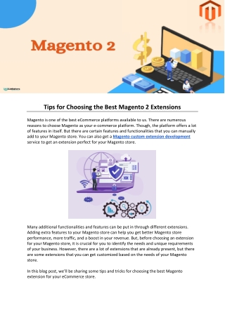 Tips for Choosing the Best Magento 2 Extensions