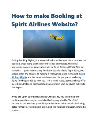 How to make Booking at Spirit Airlines Website