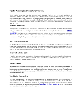 Tips for Avoiding the Crowds When Traveling