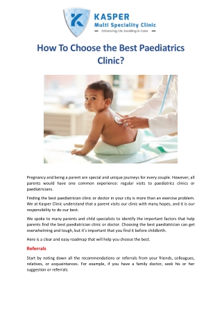 How To Choose The Best Paediatrics Clinic