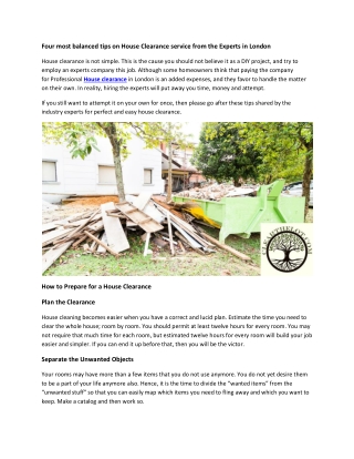 Four most rational tips on House Clearance service from the Experts in London-converted