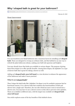 Why l shaped bath is great for your bathroom